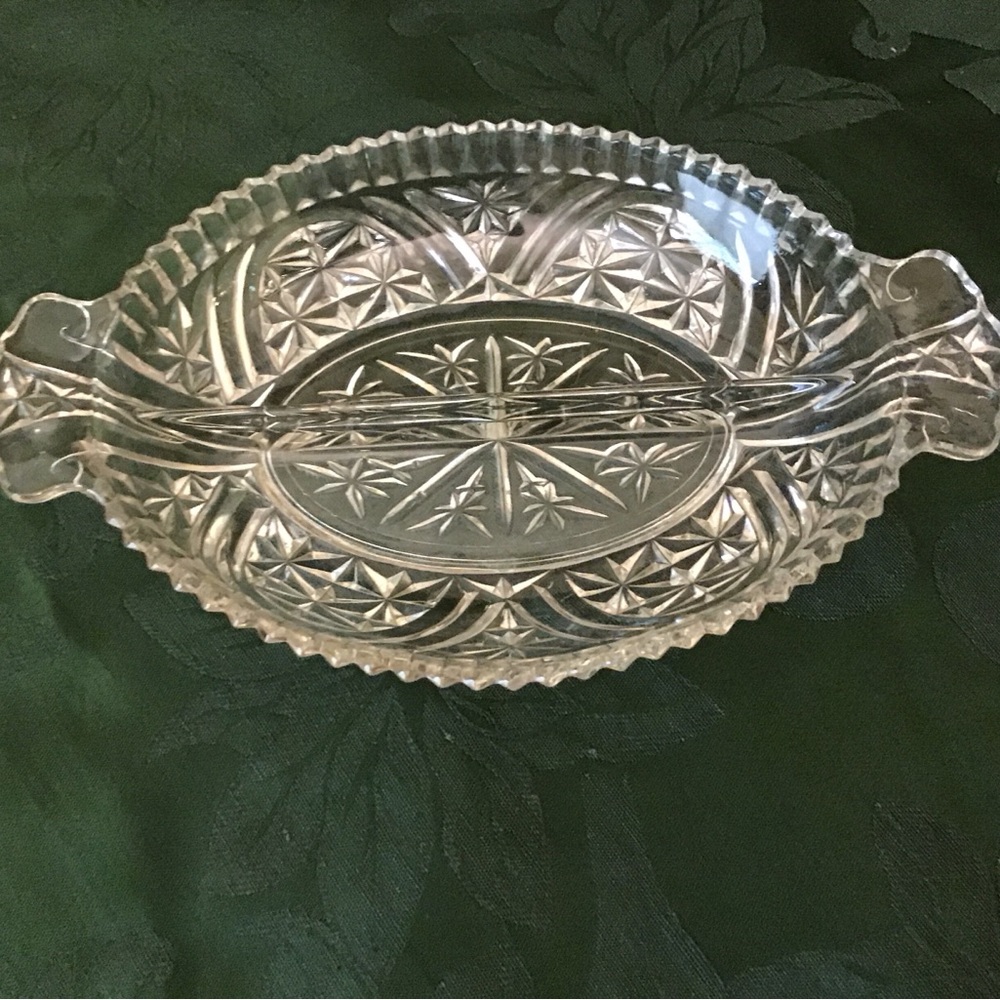 Vintage pressed glass divided relish tray